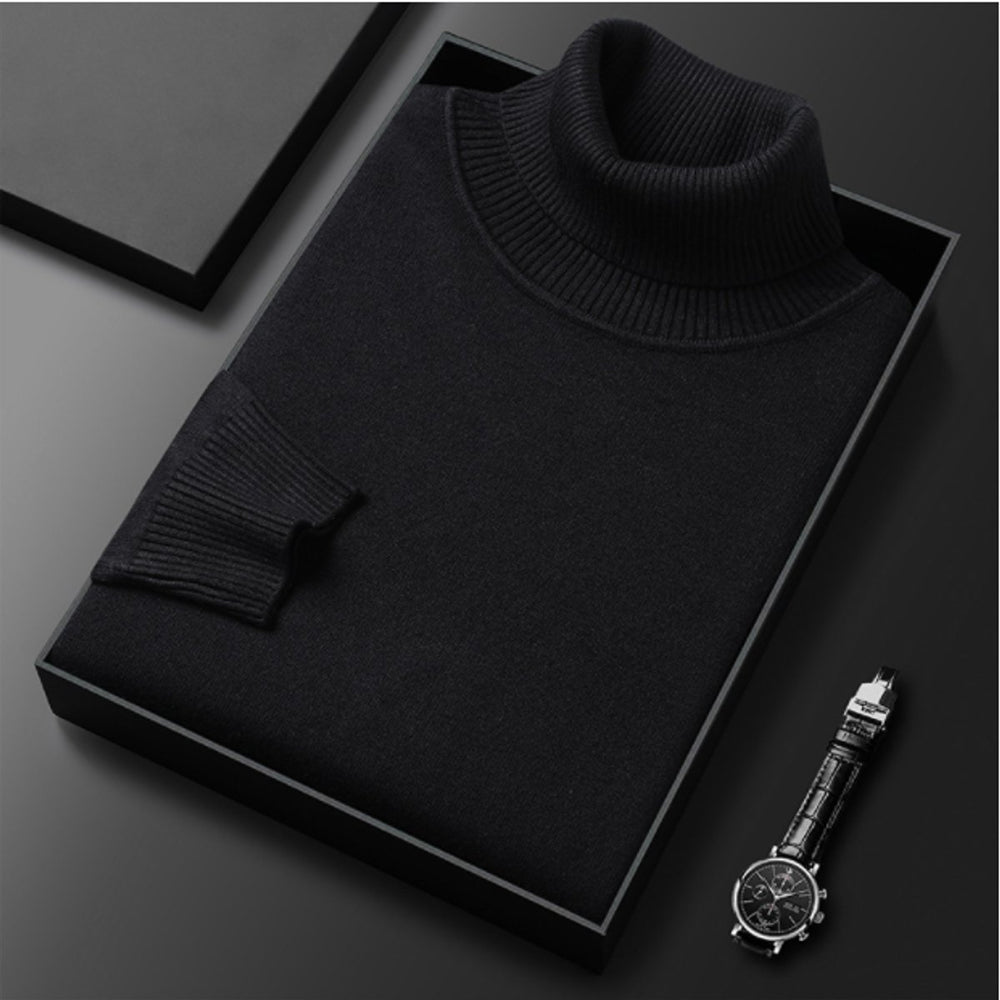 Men's Classic Ribbed Turtleneck Knit Pullover Sweater