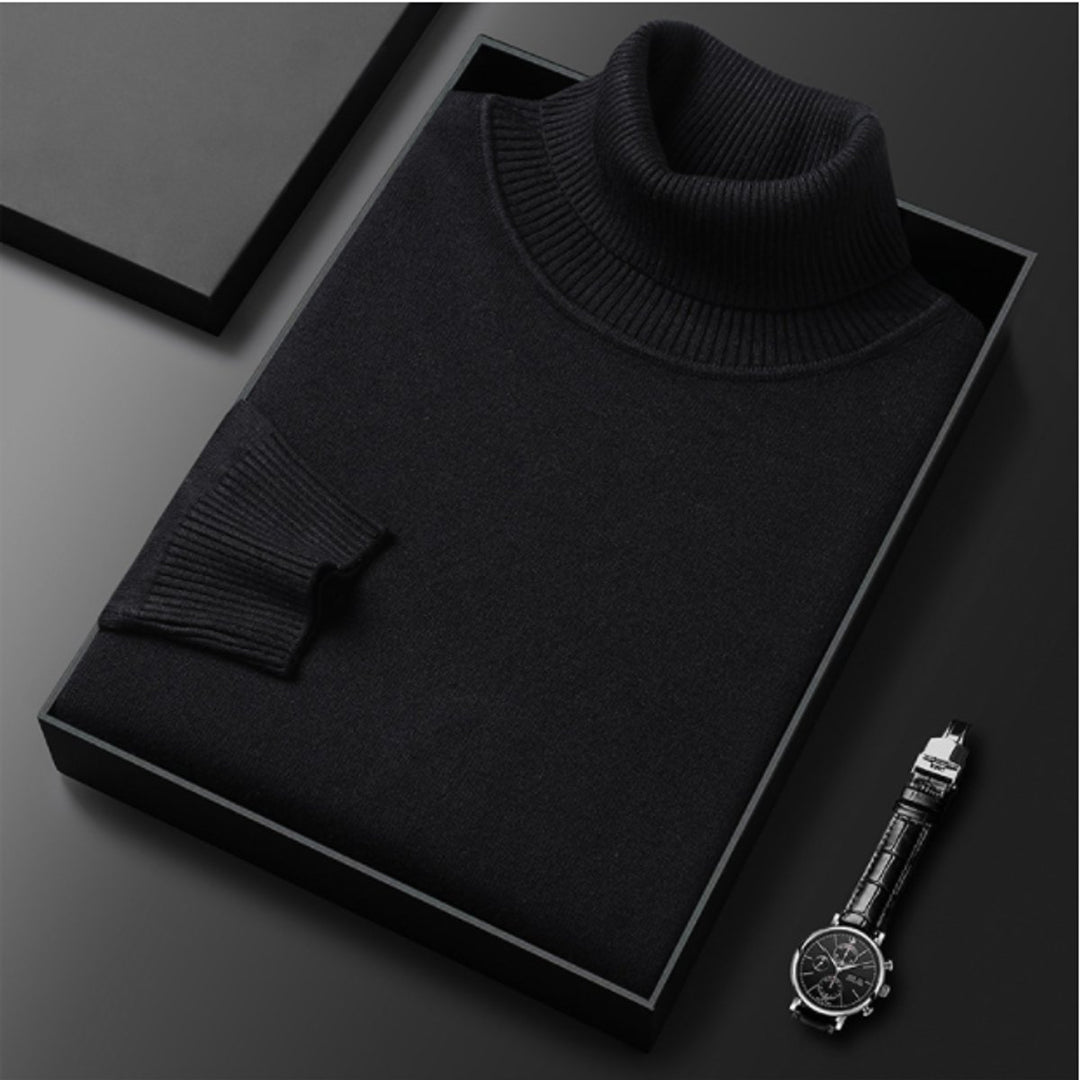Men's Classic Ribbed Turtleneck Knit Pullover Sweater