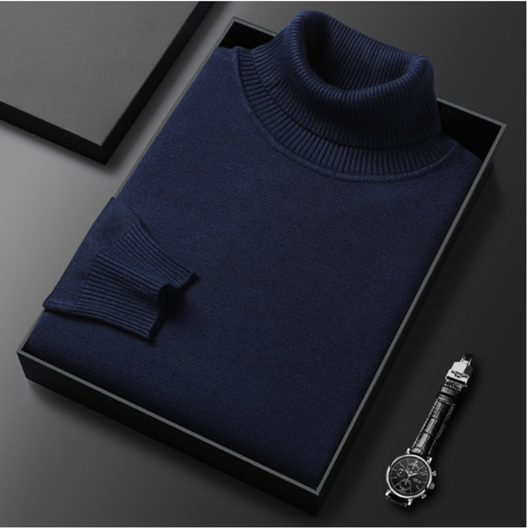 Men's Classic Ribbed Turtleneck Knit Pullover Sweater