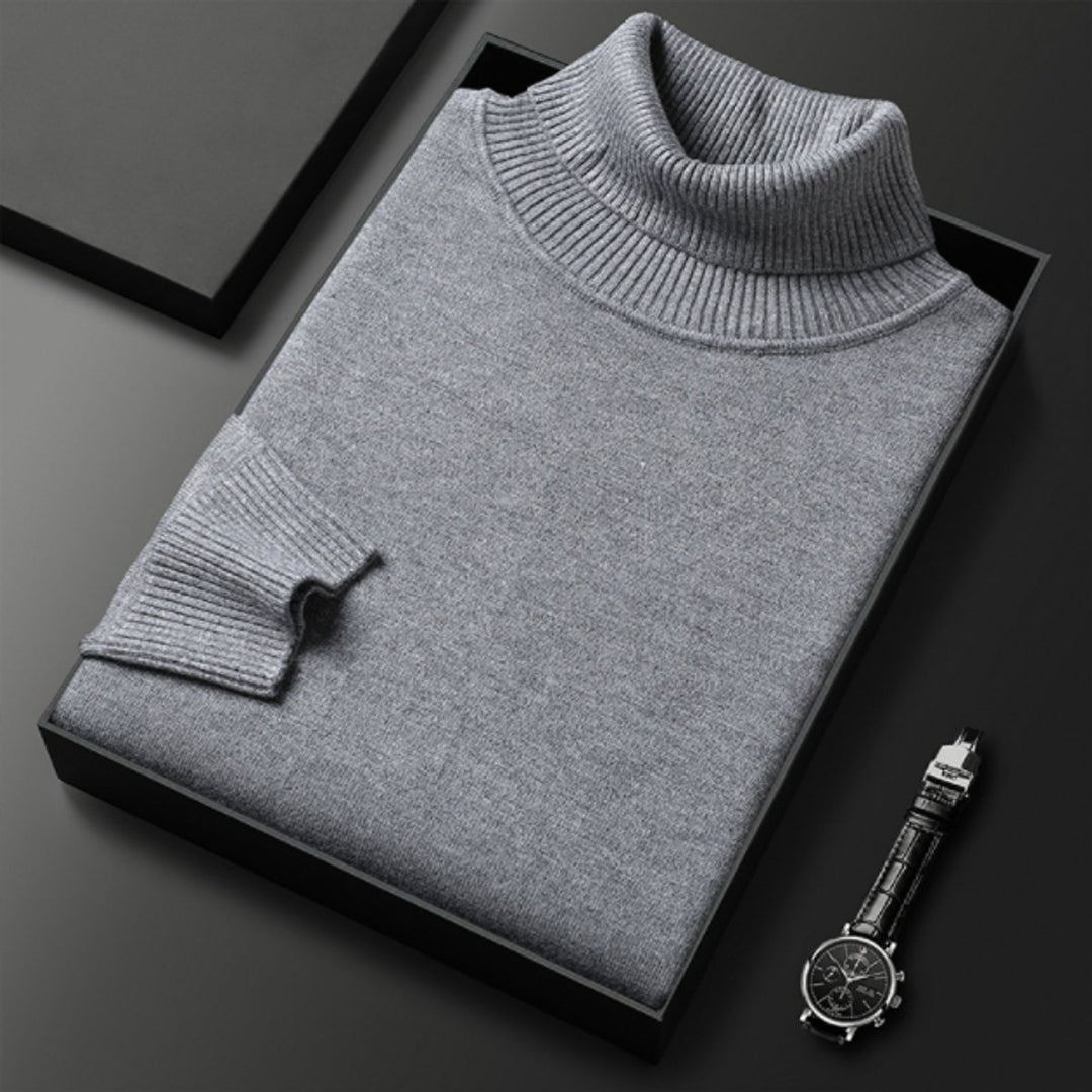 Men's Classic Ribbed Turtleneck Knit Pullover Sweater