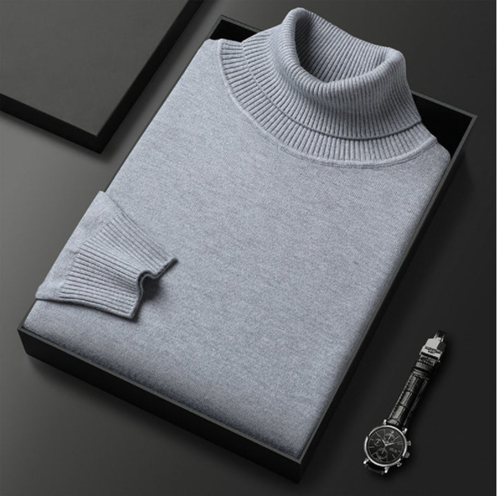 Men's Classic Ribbed Turtleneck Knit Pullover Sweater