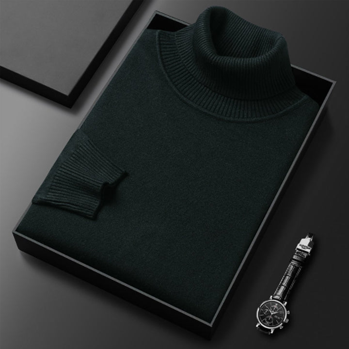 Men's Classic Ribbed Turtleneck Knit Pullover Sweater