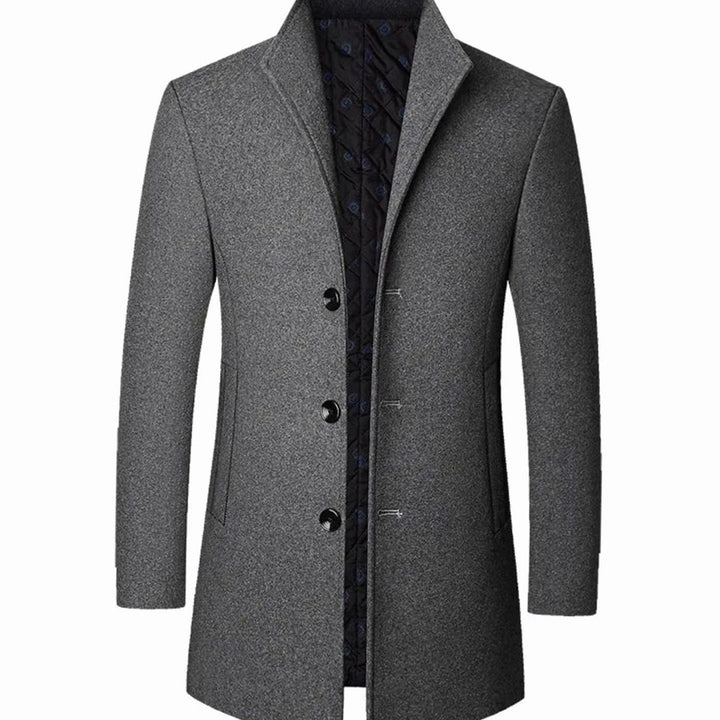 Men's Cold Weather Wool Single-Breasted Overcoat - Grey