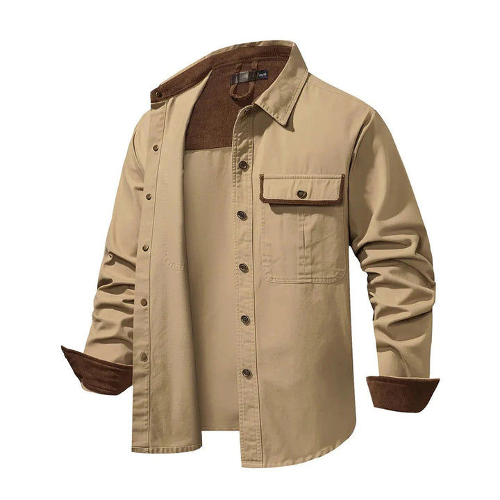 Men's Corduroy-Trim Snap-Button Shirt Jacket