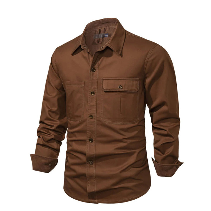 Men's Corduroy-Trim Snap-Button Shirt Jacket