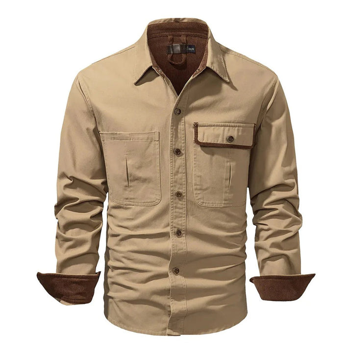 Men's Corduroy-Trim Snap-Button Shirt Jacket