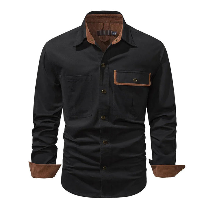 Men's Corduroy-Trim Snap-Button Shirt Jacket