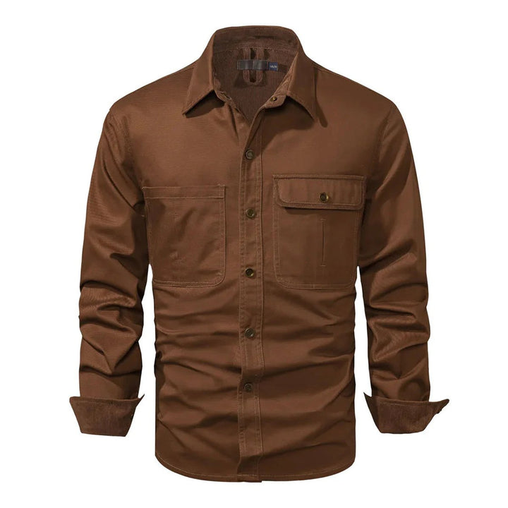Men's Corduroy-Trim Snap-Button Shirt Jacket