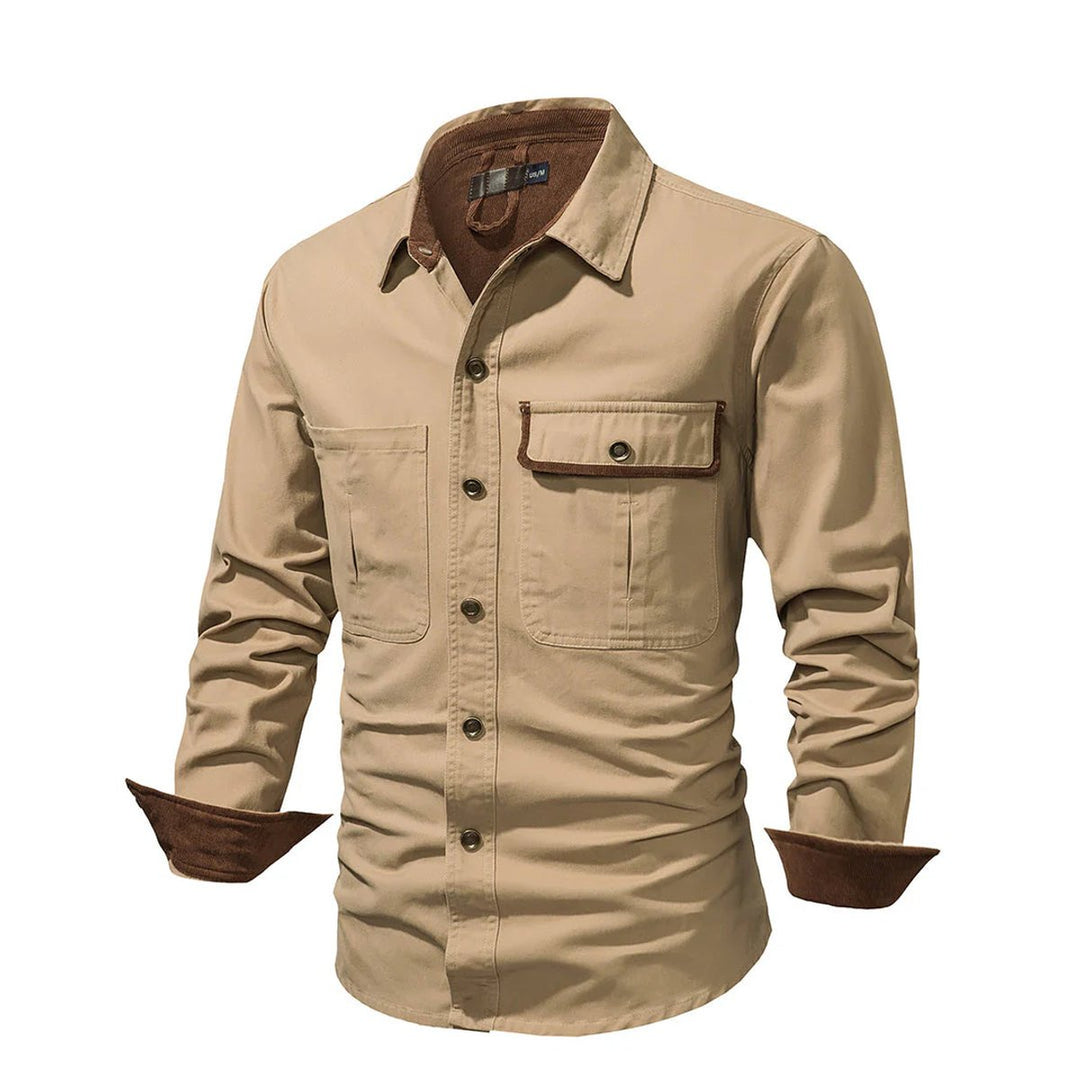 Men's Corduroy-Trim Snap-Button Shirt Jacket
