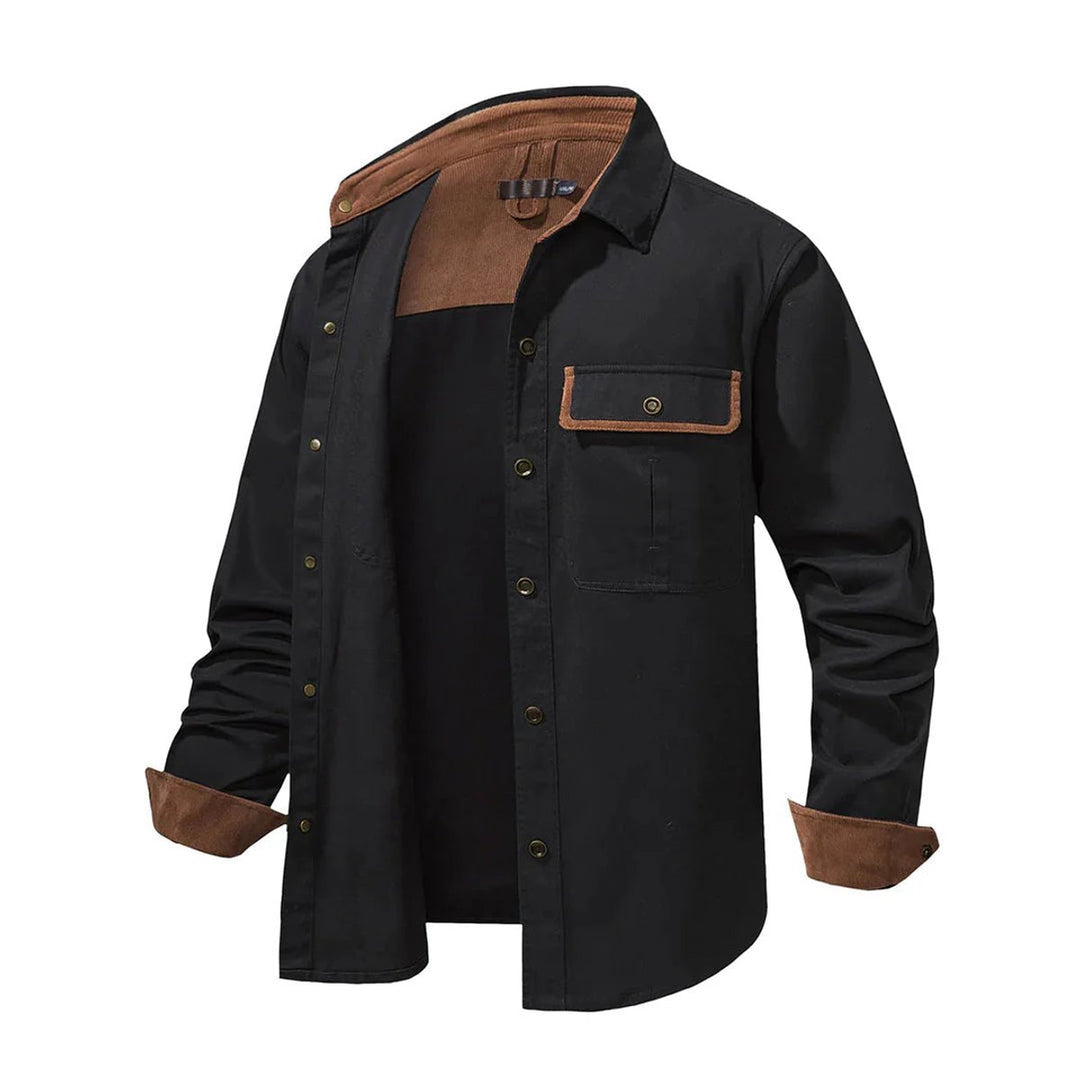 Men's Corduroy-Trim Snap-Button Shirt Jacket
