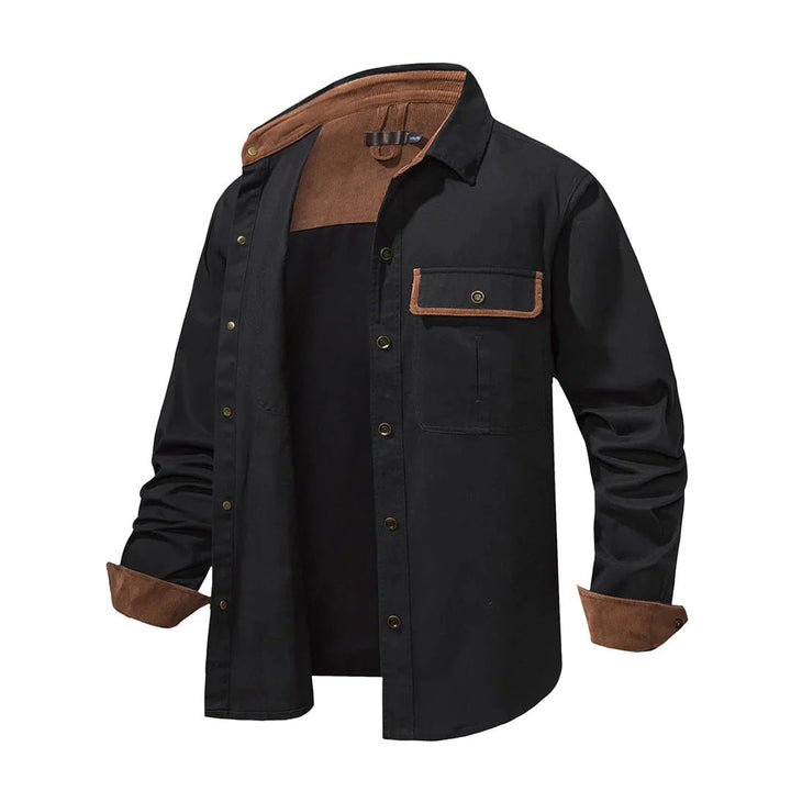 Men's Corduroy-Trim Snap-Button Shirt Jacket