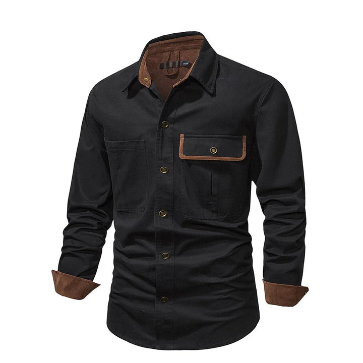Men's Corduroy-Trim Snap-Button Shirt Jacket
