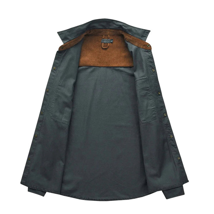 Men's Corduroy-Trim Snap-Button Shirt Jacket