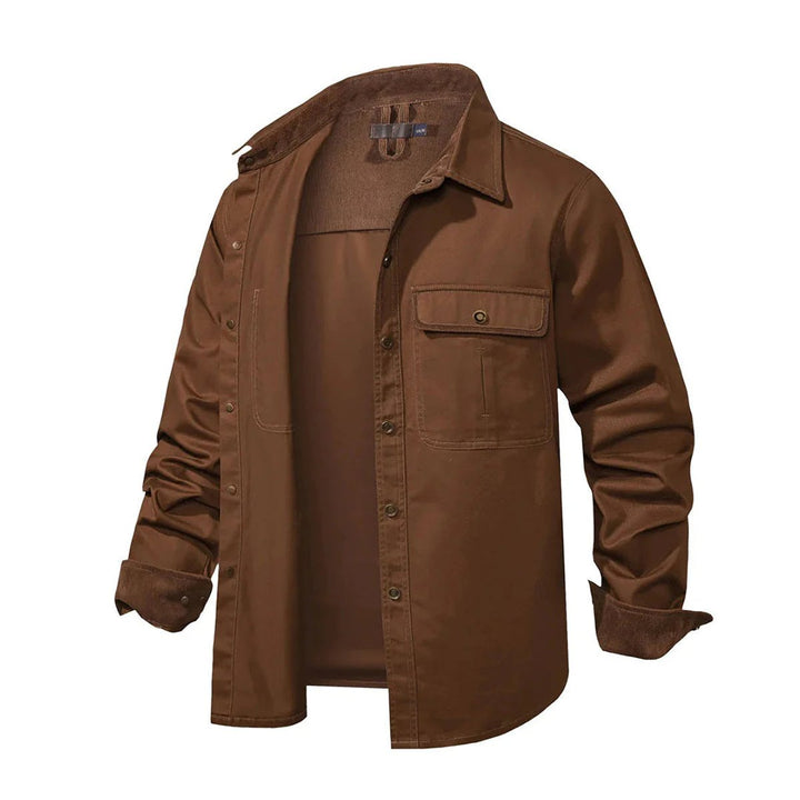 Men's Corduroy-Trim Snap-Button Shirt Jacket