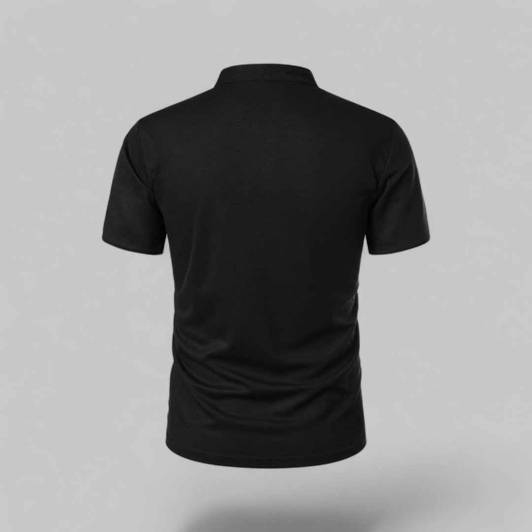 Men's Cotton Short Sleeve Collarless Band Collar Polo Shirt