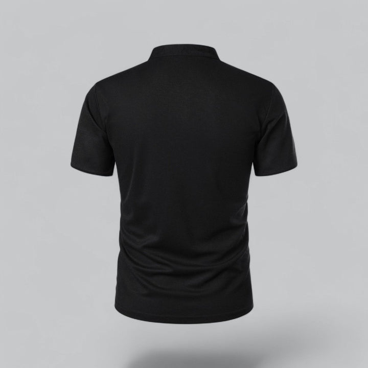 Men's Cotton Short Sleeve Collarless Band Collar Polo Shirt