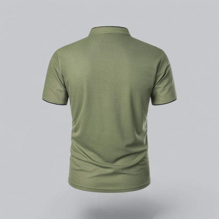 Men's Cotton Short Sleeve Collarless Band Collar Polo Shirt