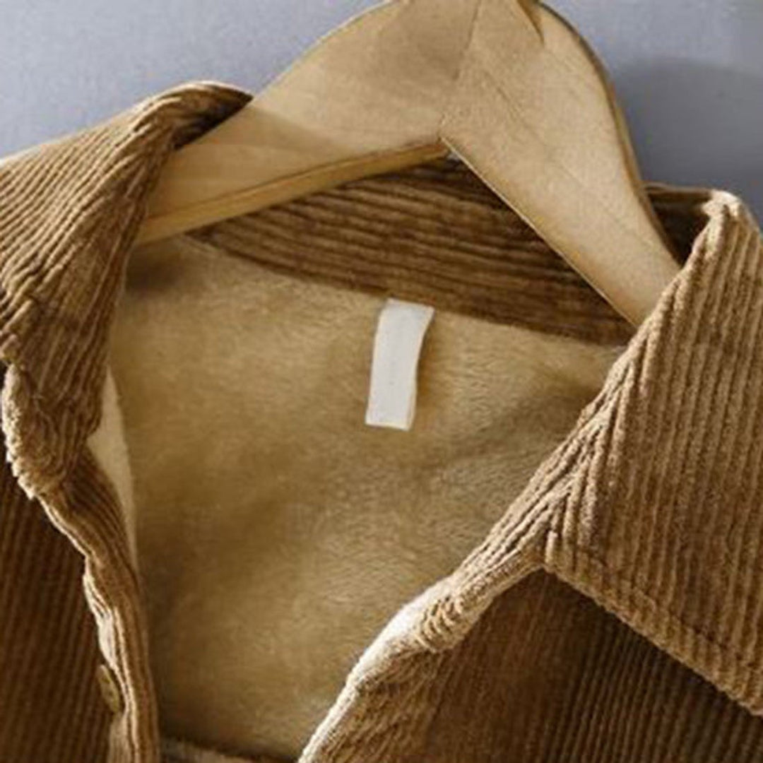 Men's Fleece-Lined Corduroy Button-Up Shirt Jacket