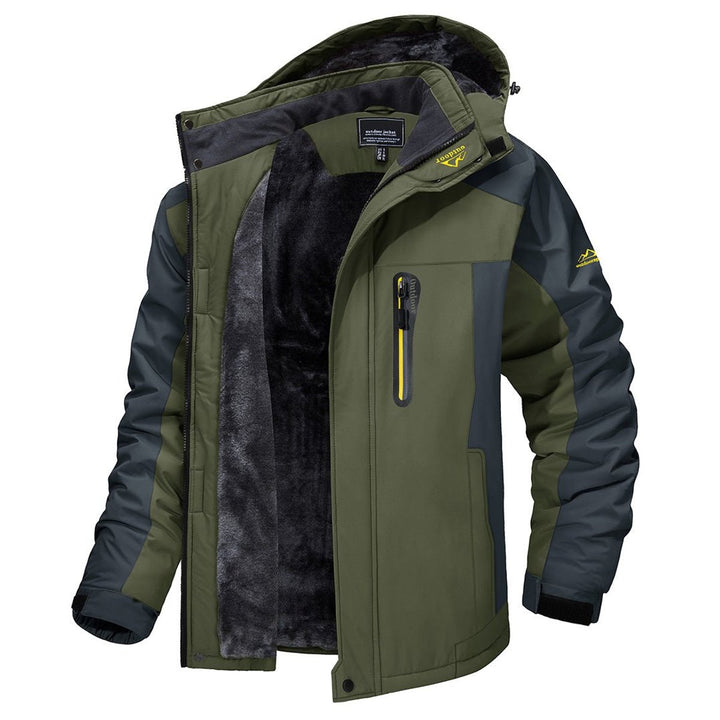 Men's Fleece-Lined Full-Zip Hooded Outdoor Winter Jacket