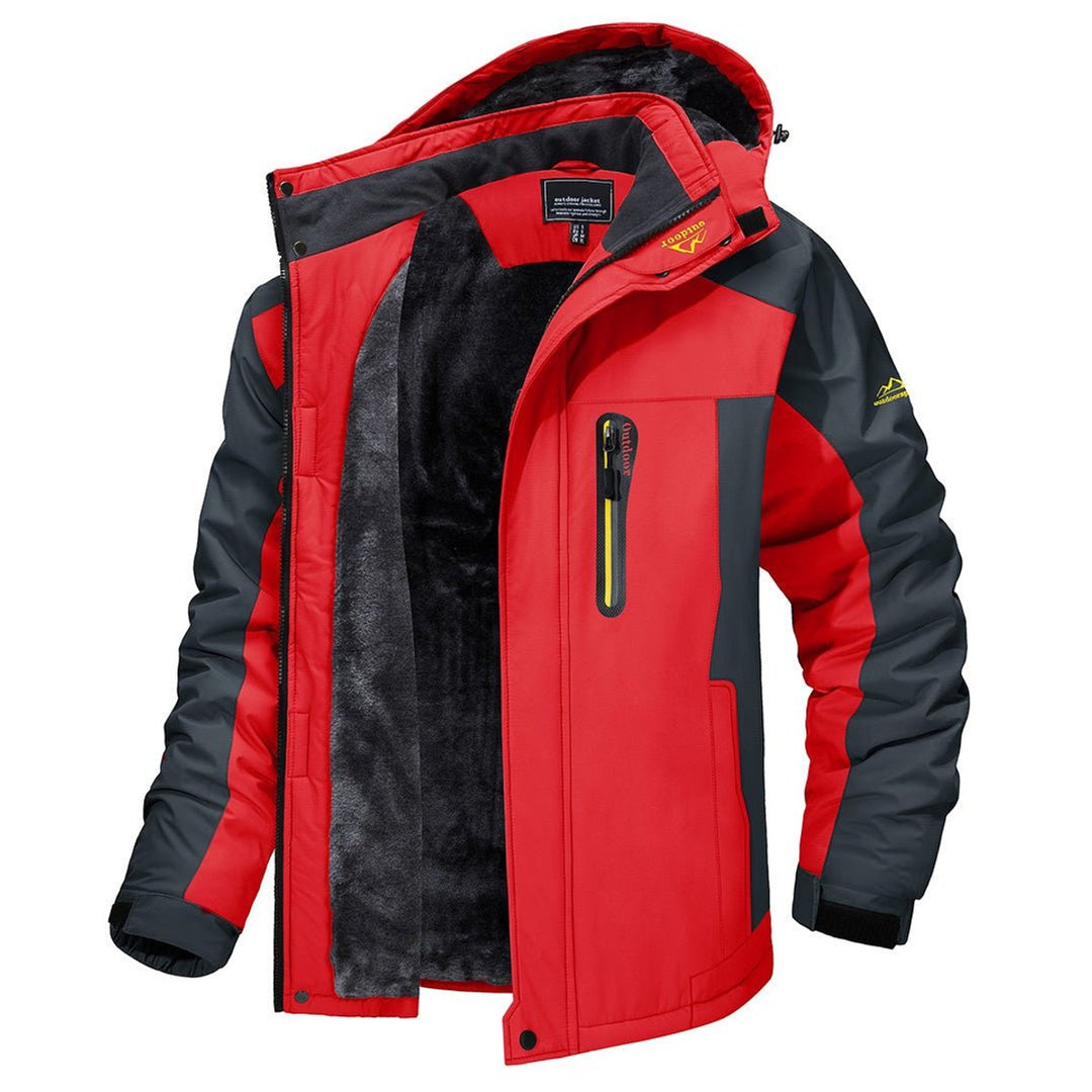 Men's Fleece-Lined Full-Zip Hooded Outdoor Winter Jacket