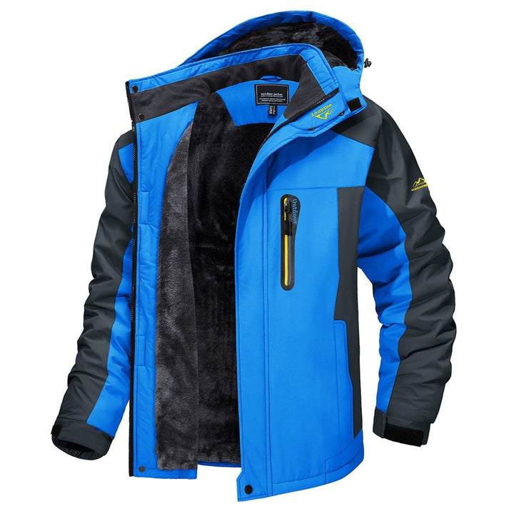 Men's Fleece-Lined Full-Zip Hooded Outdoor Winter Jacket