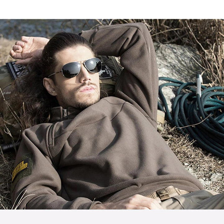 Men's Fleece Quarter-Zip Mock-Neck Pullover Sweater