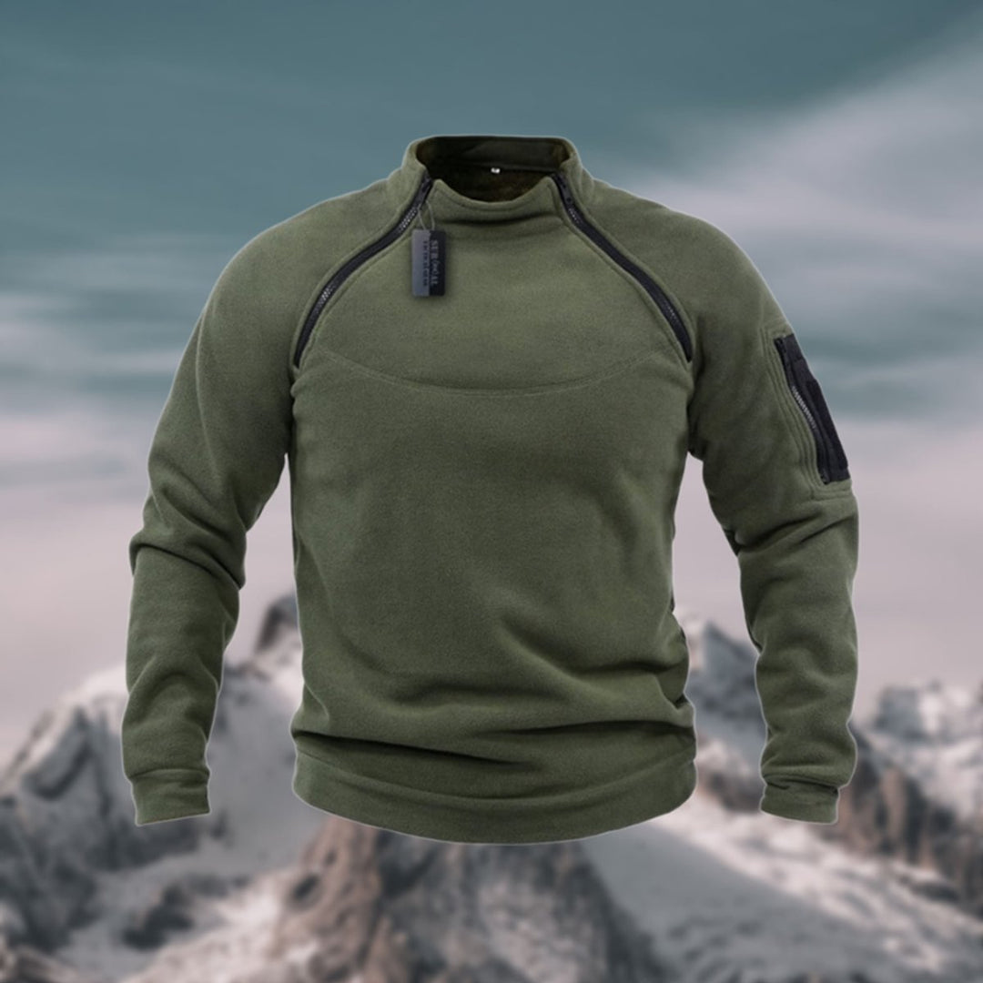 Men's Fleece Quarter-Zip Mock-Neck Pullover Sweater