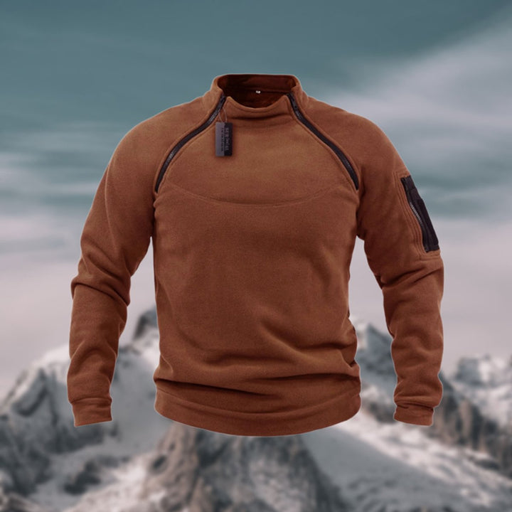 Men's Fleece Quarter-Zip Mock-Neck Pullover Sweater