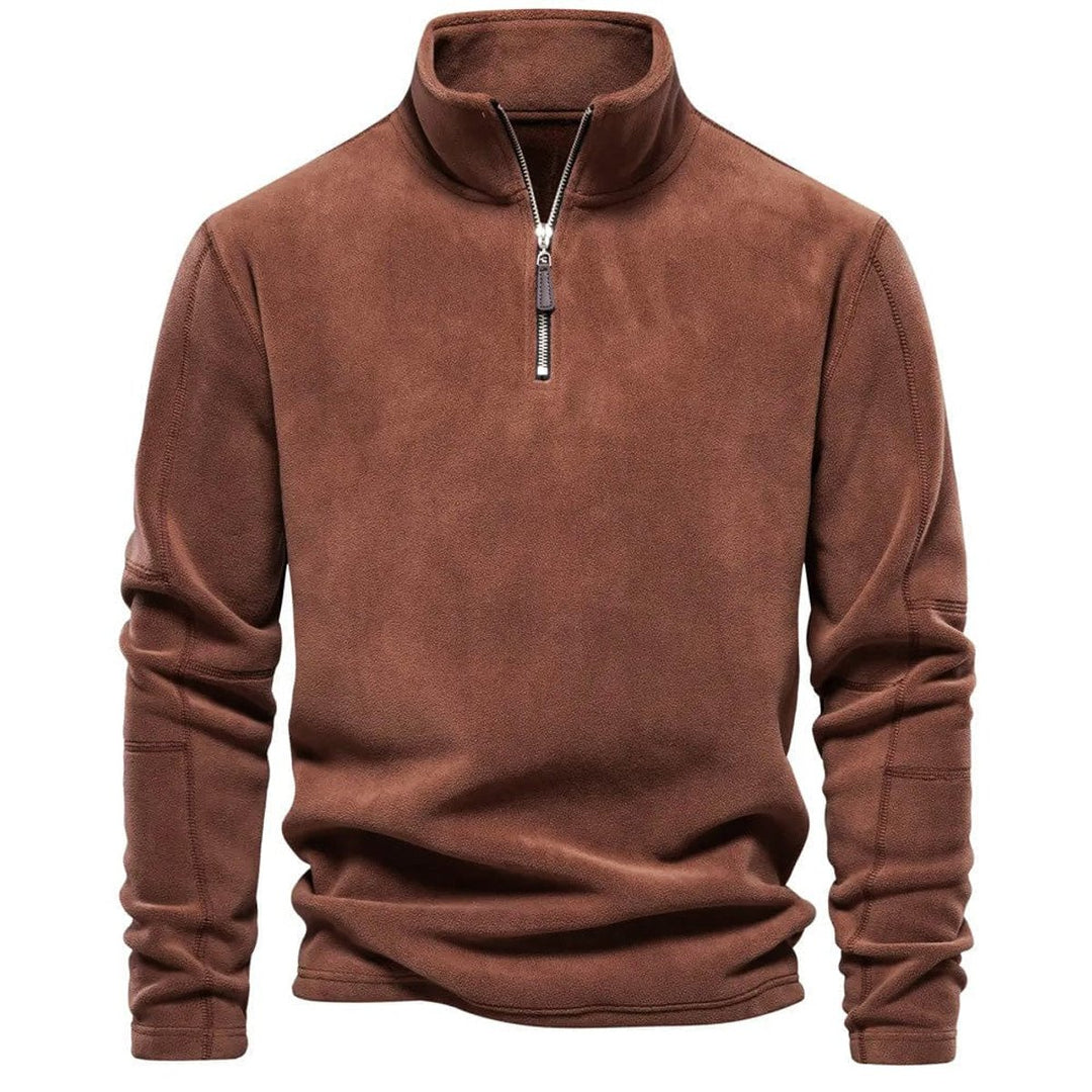 Men's Fleece Quarter-Zip Stand-Collar Pullover Sweatshirt