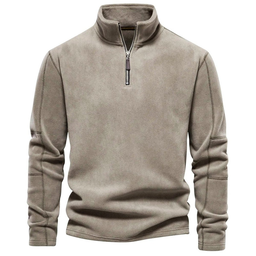 Men's Fleece Quarter-Zip Stand-Collar Pullover Sweatshirt