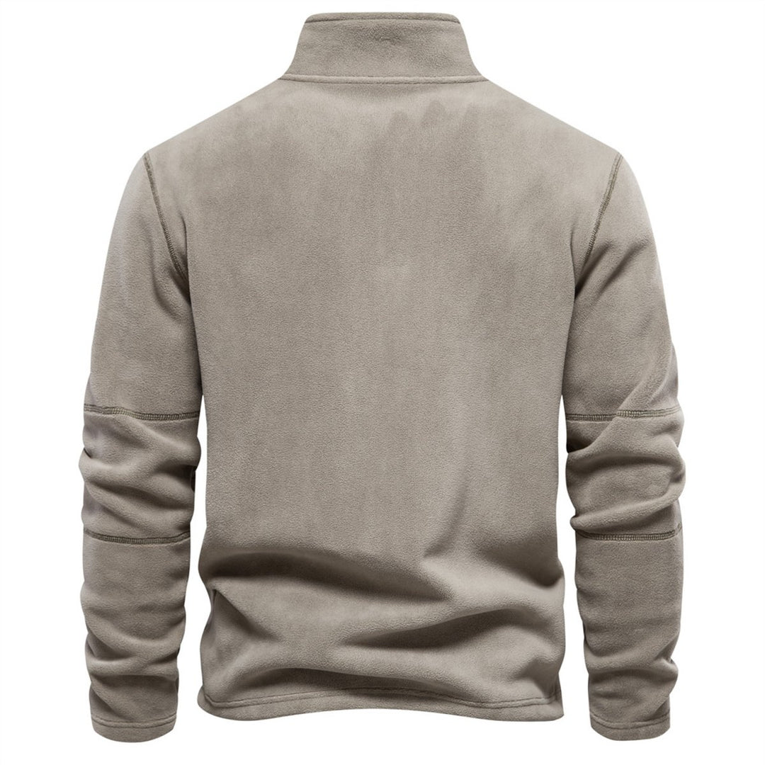 Men's Fleece Quarter-Zip Stand-Collar Pullover Sweatshirt