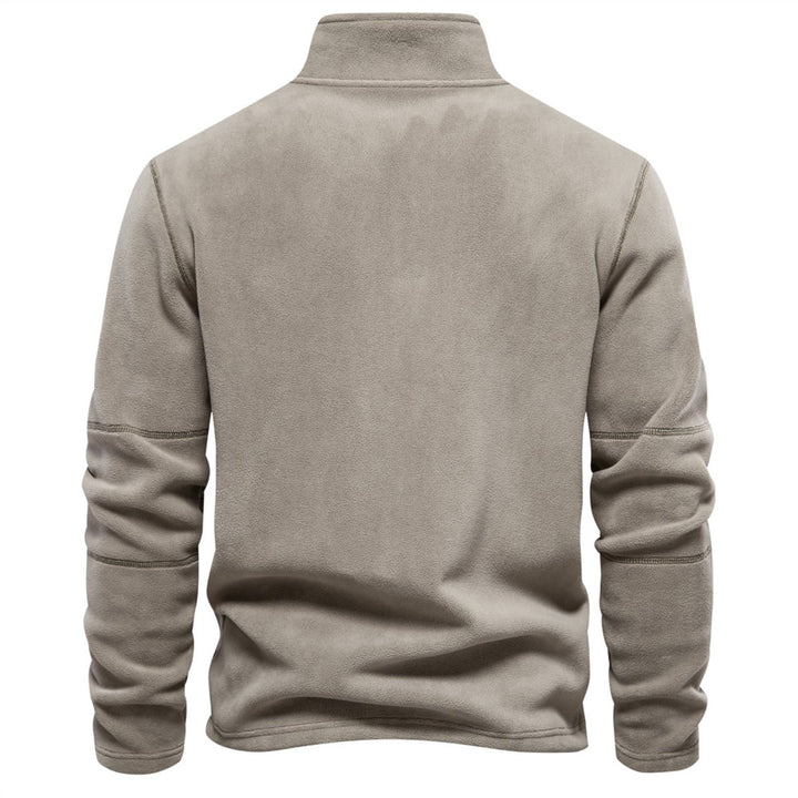 Men's Fleece Quarter-Zip Stand-Collar Pullover Sweatshirt