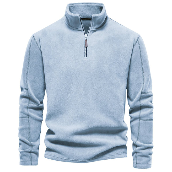 Men's Fleece Quarter-Zip Stand-Collar Pullover Sweatshirt