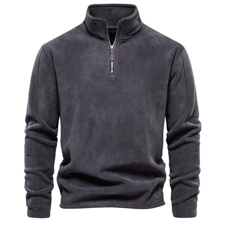 Men's Fleece Quarter-Zip Stand-Collar Pullover Sweatshirt