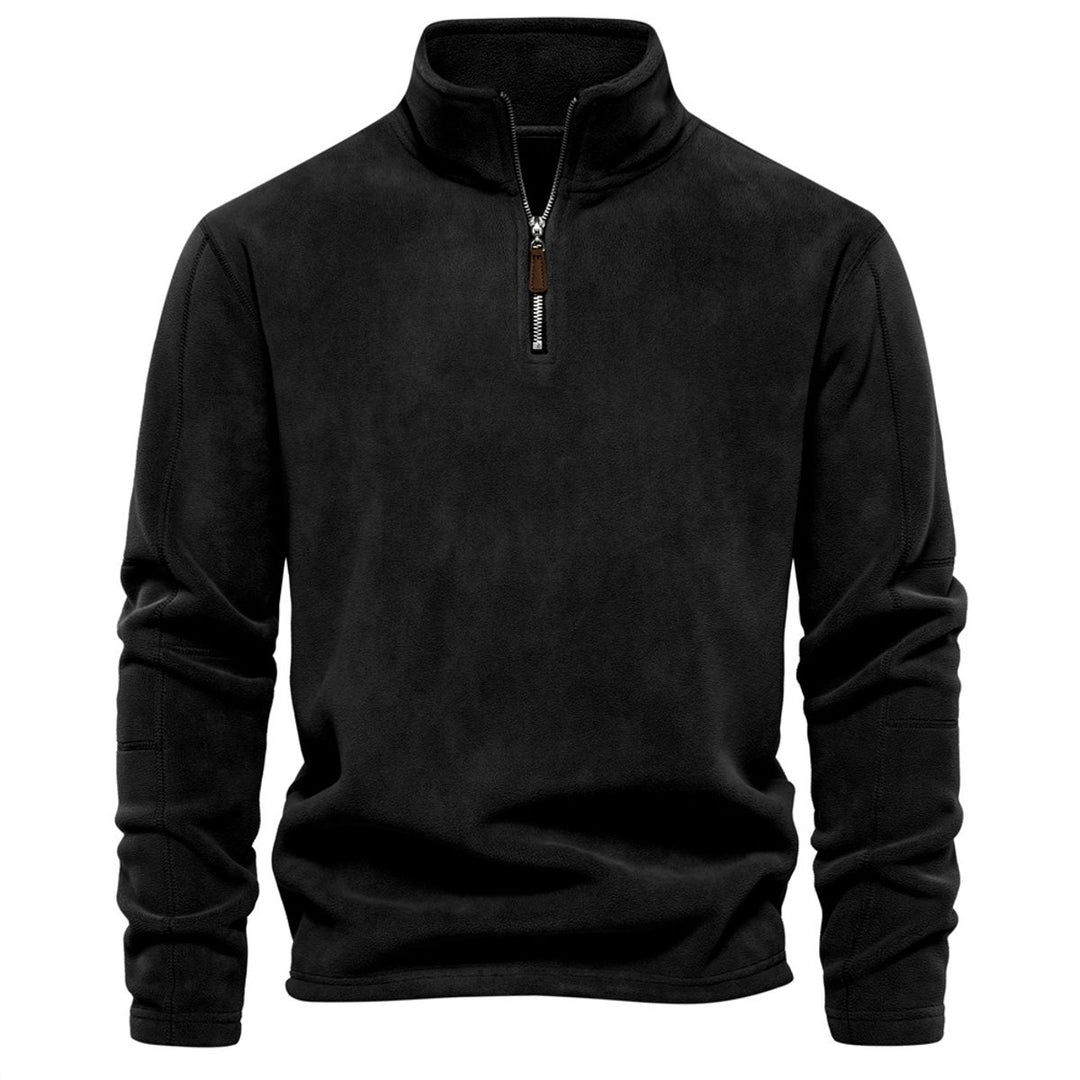 Men's Fleece Quarter-Zip Stand-Collar Pullover Sweatshirt