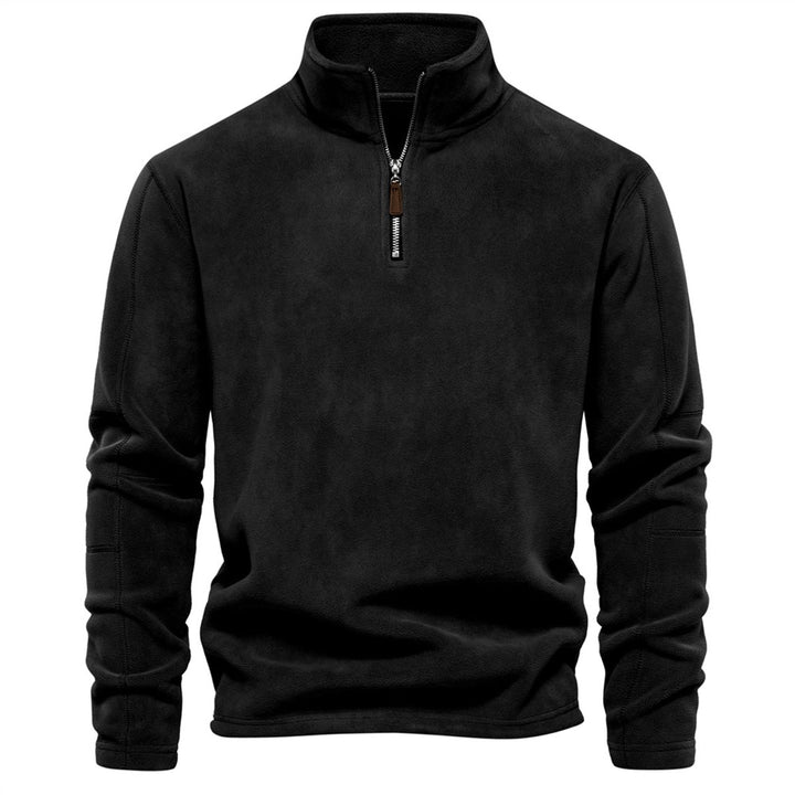 Men's Fleece Quarter-Zip Stand-Collar Pullover Sweatshirt