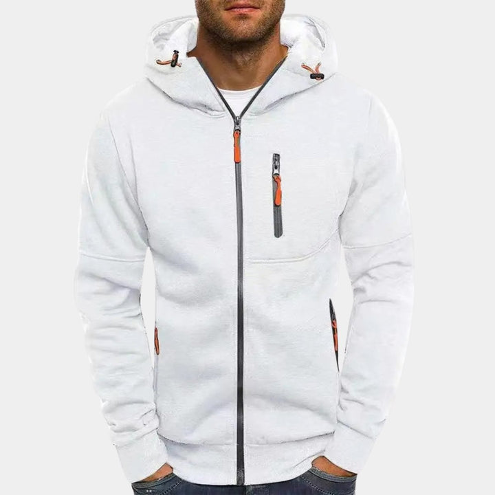 Men's Full-Zip Fleece Hoodie Relaxed-Fit Multi-Pocket Sweatshirt