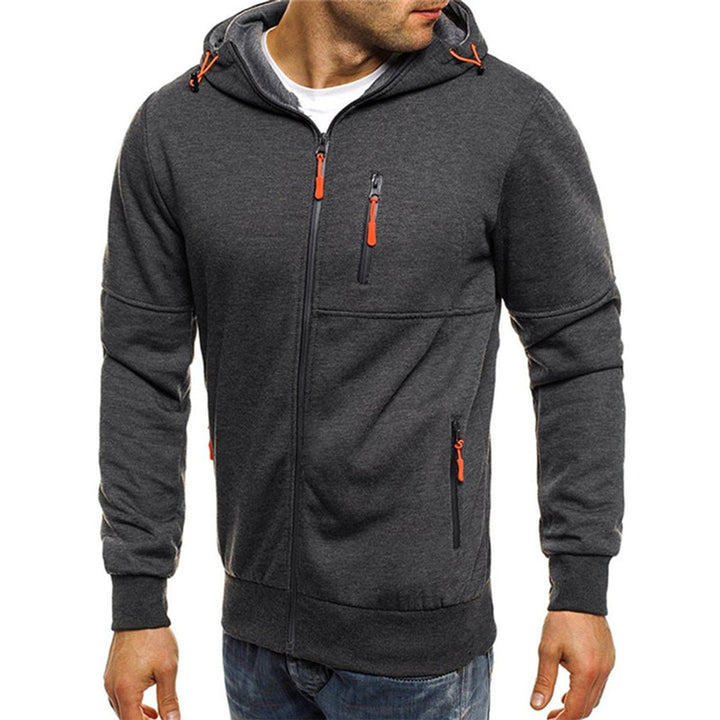 Men's Full-Zip Fleece Hoodie Relaxed-Fit Multi-Pocket Sweatshirt