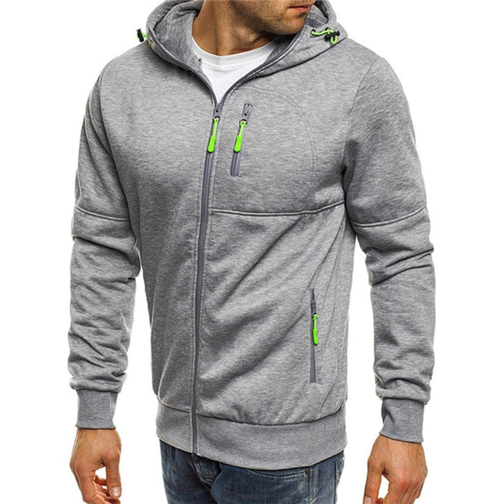 Men's Full-Zip Fleece Hoodie Relaxed-Fit Multi-Pocket Sweatshirt