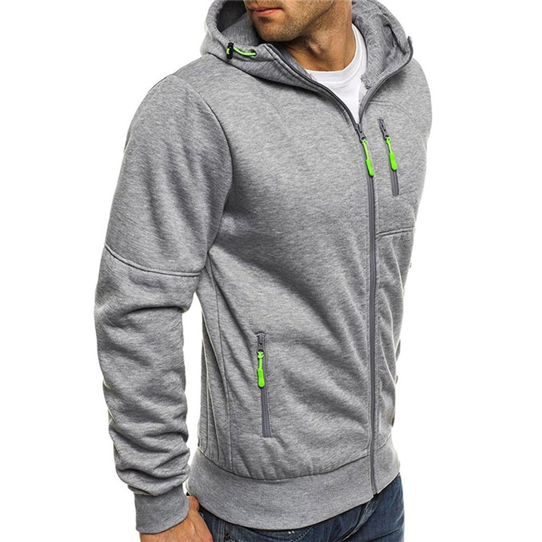 Men's Full-Zip Fleece Hoodie Relaxed-Fit Multi-Pocket Sweatshirt