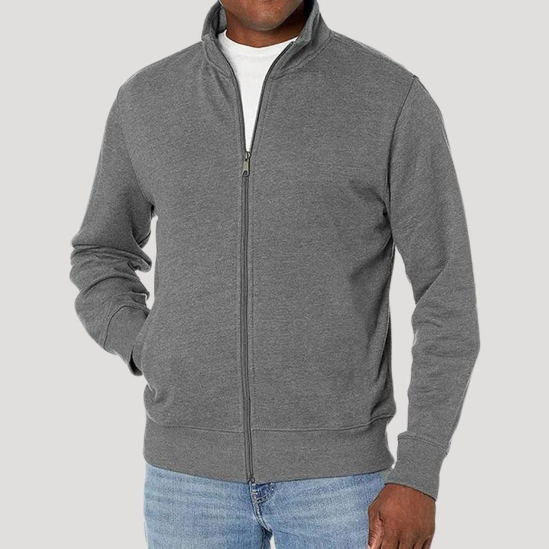 Men's Full-Zip Mock-Neck Fleece Sweatshirt Jacket