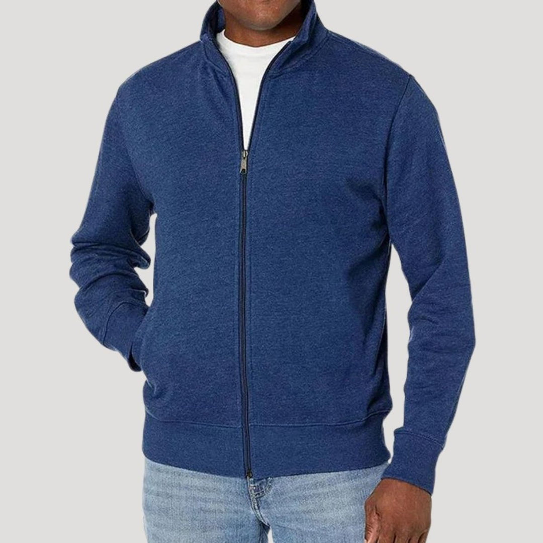 Men's Full-Zip Mock-Neck Fleece Sweatshirt Jacket