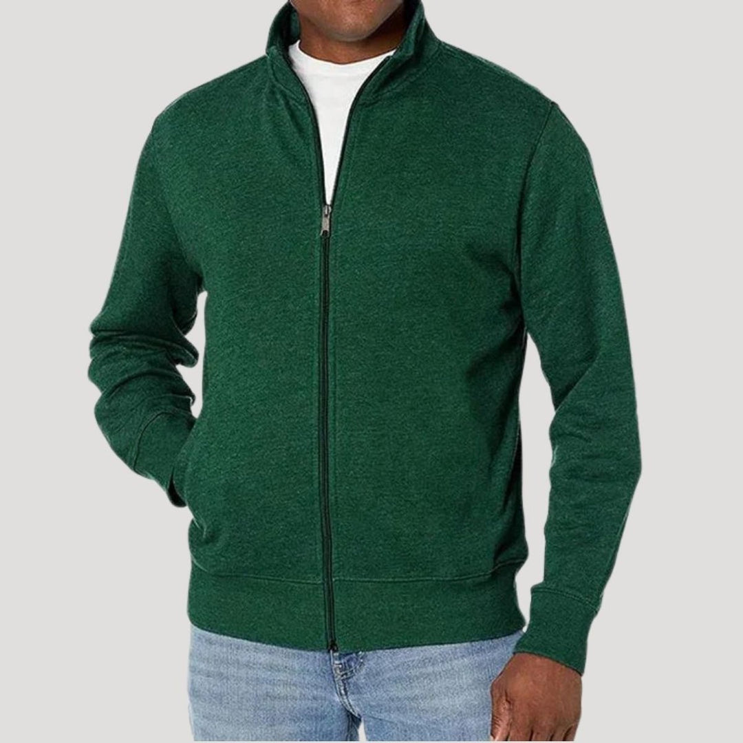 Men's Full-Zip Mock-Neck Fleece Sweatshirt Jacket