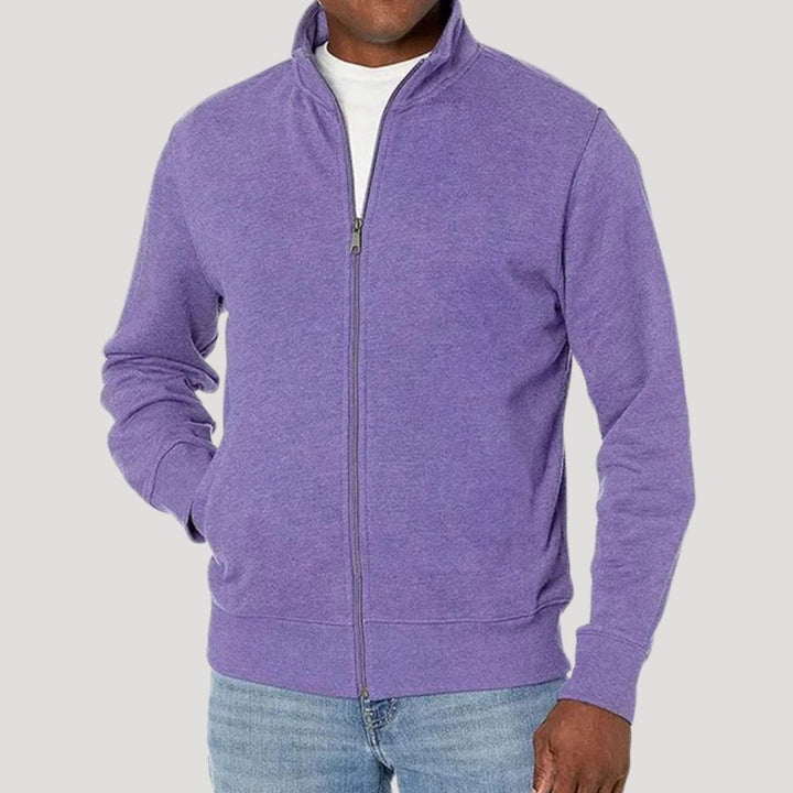 Men's Full-Zip Mock-Neck Fleece Sweatshirt Jacket