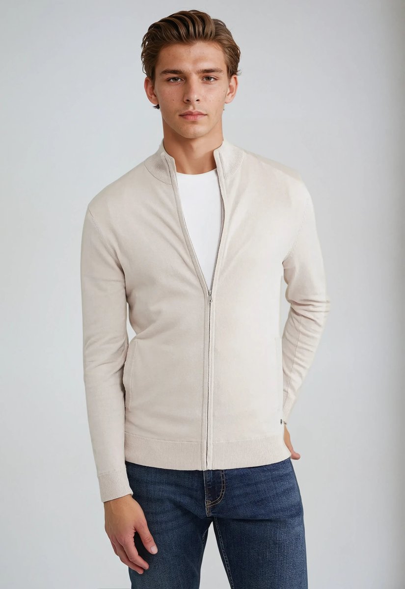 Men's Full-Zip Mock-Neck Long-Sleeve Knit Cardigan Sweater