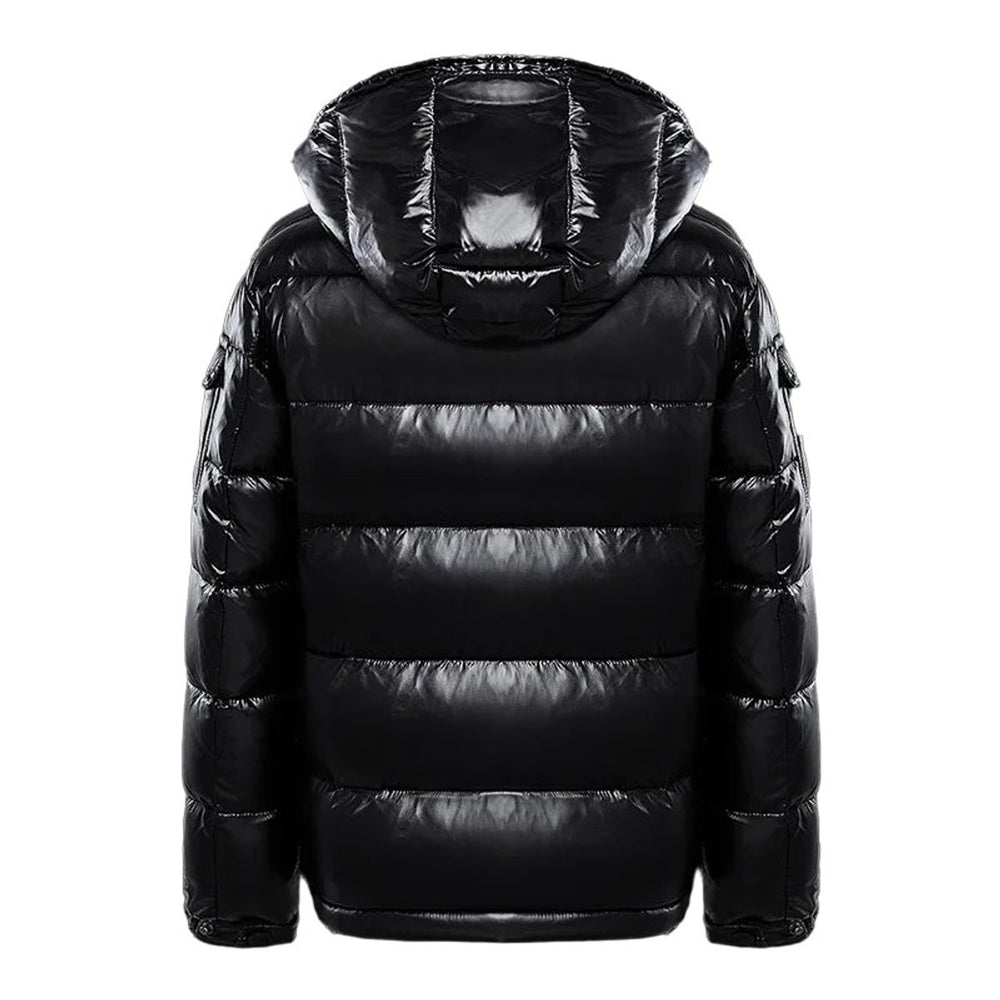 Men's Glossy Quilted Hooded Zip-Up Puffer Jacket
