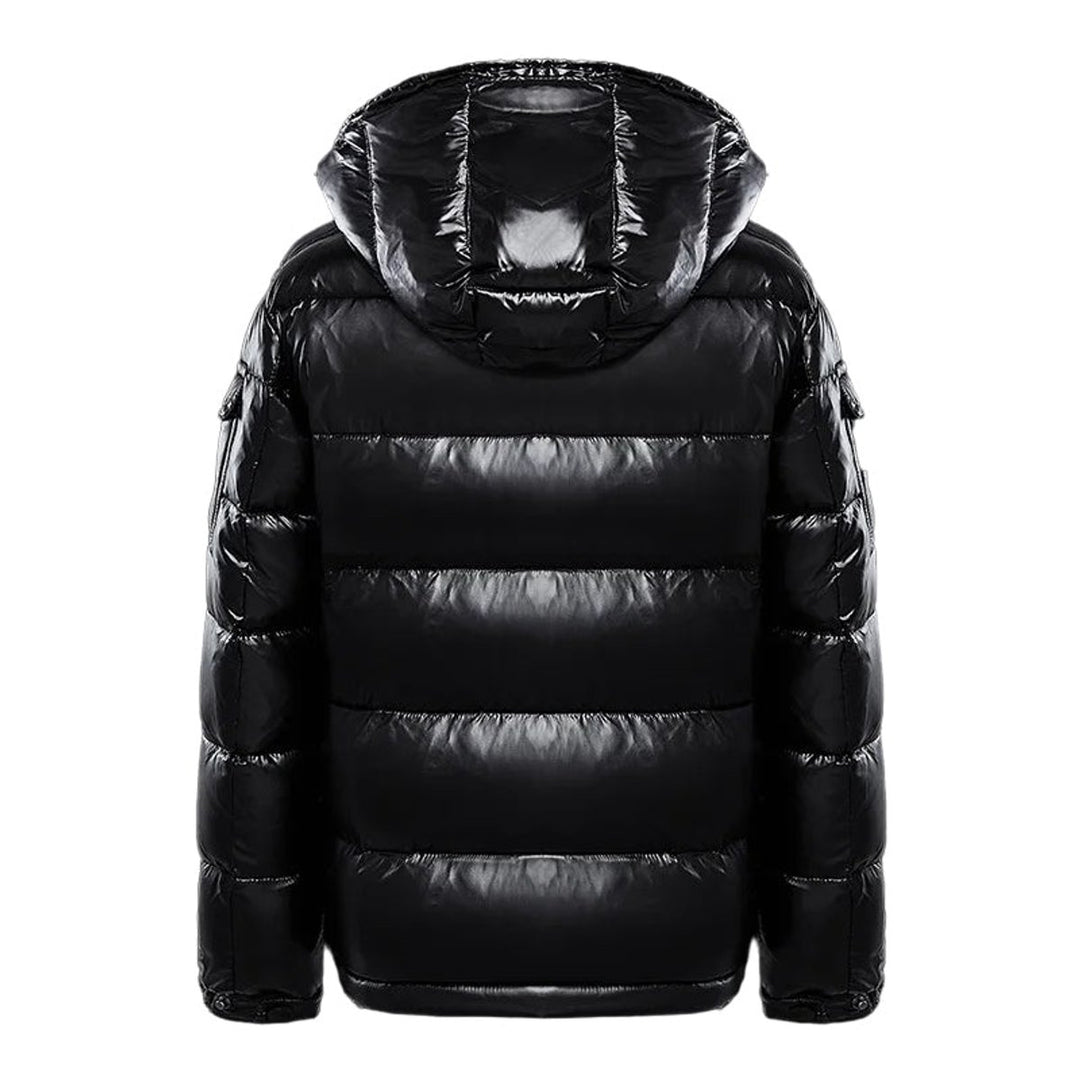 Men's Glossy Quilted Hooded Zip-Up Puffer Jacket