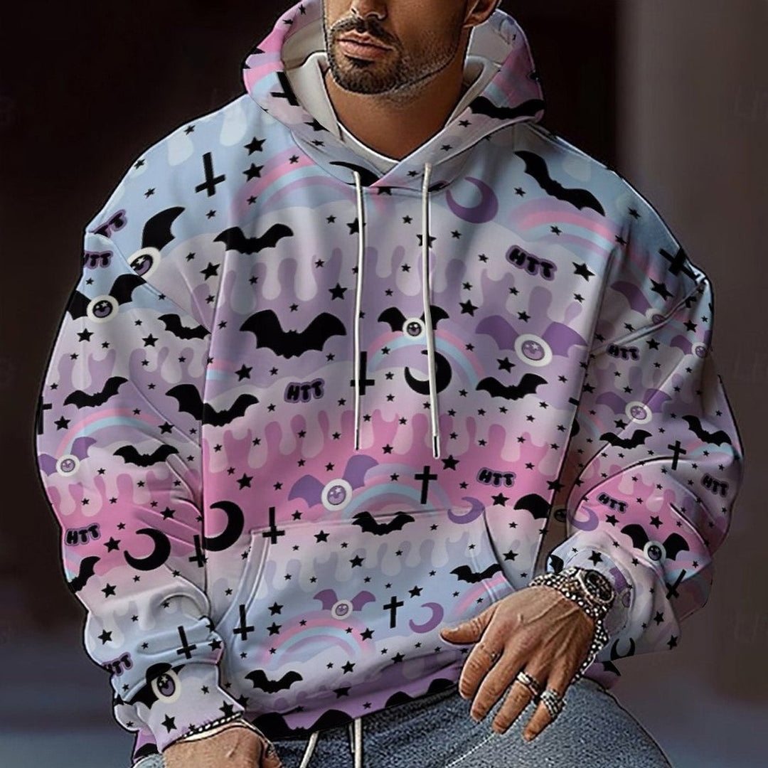 Men's Halloween Graphic All-Over Print Pullover Hoodie - Unknown