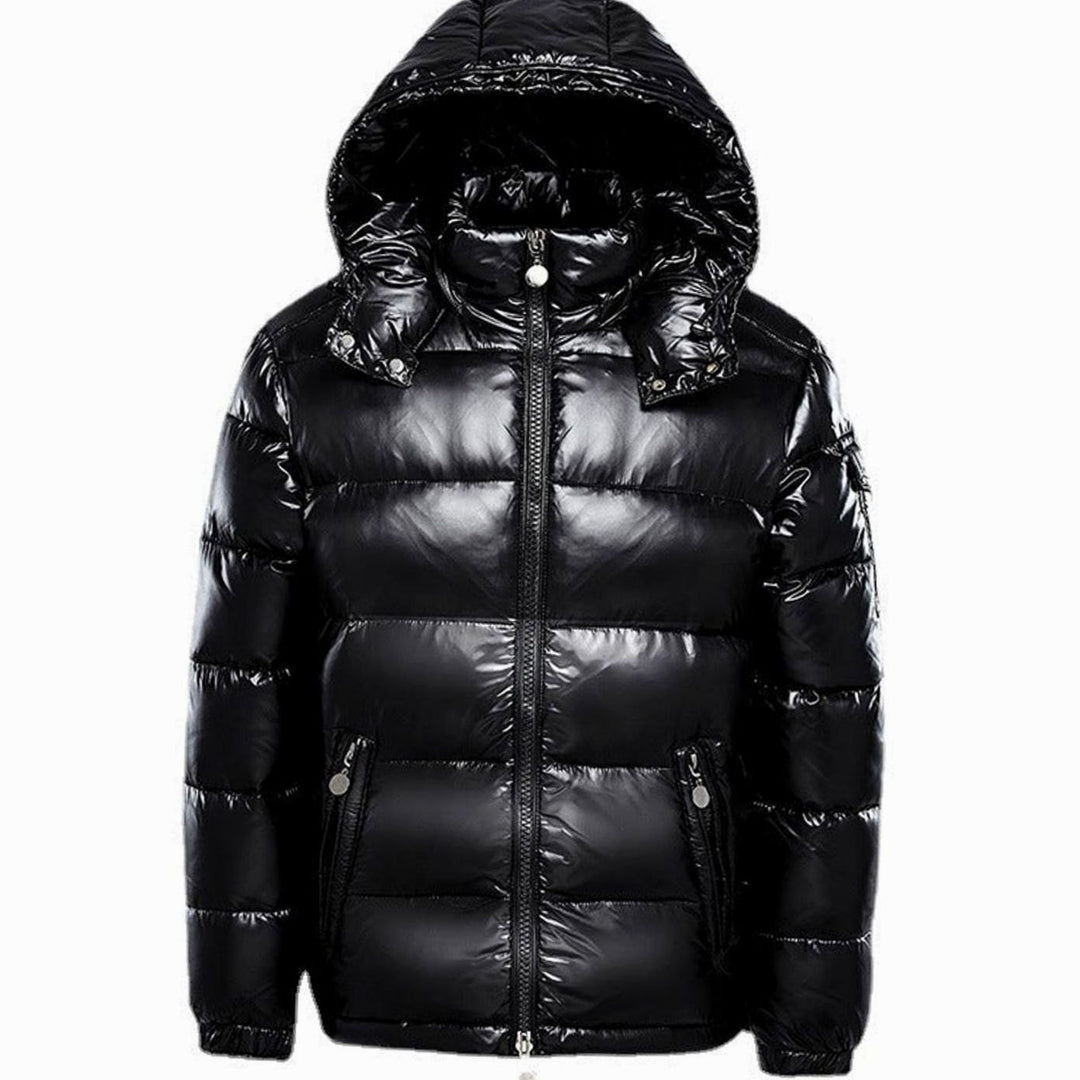 Men's Hooded Insulated Puffer Quilted Jacket Full-Zip - Black