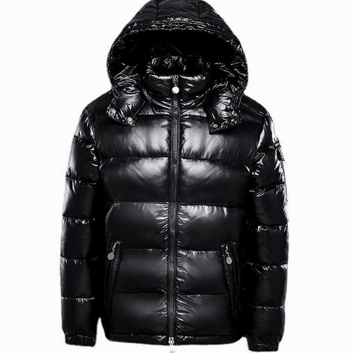 Men's Hooded Insulated Puffer Quilted Jacket Full-Zip - Black